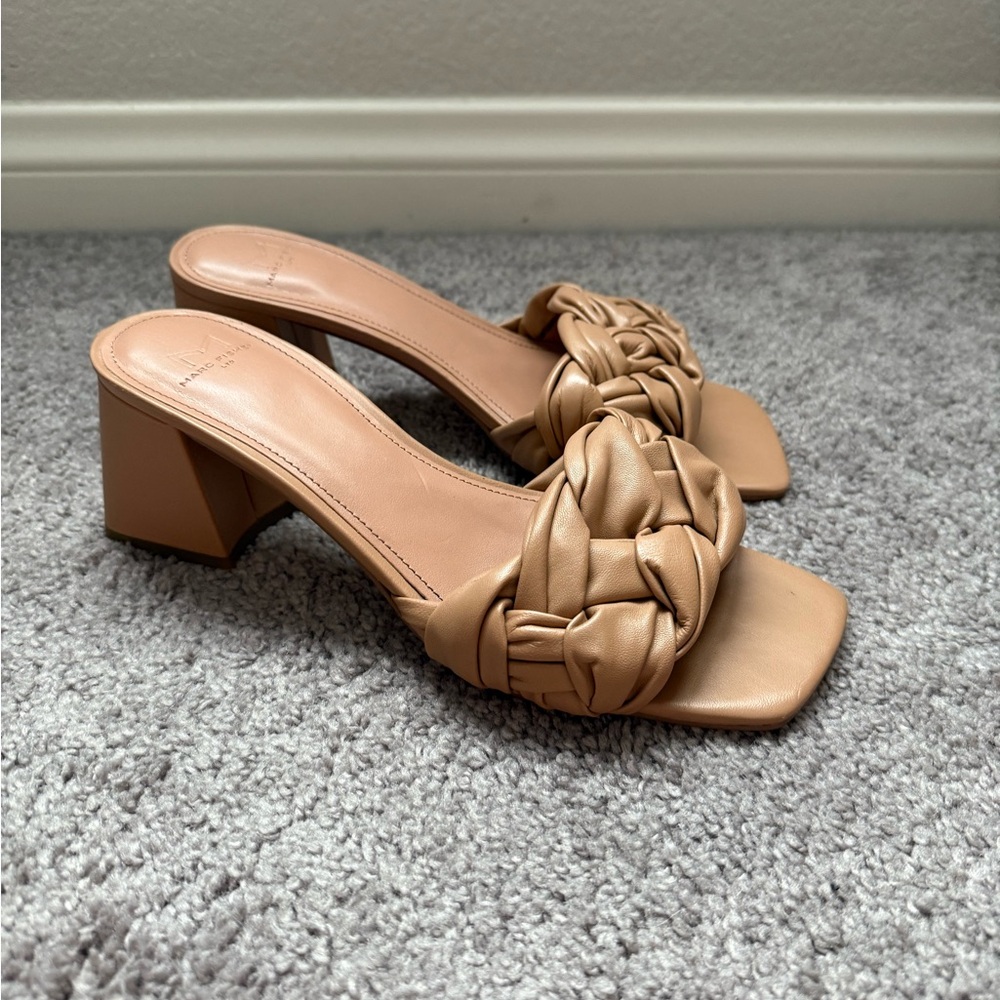 Elegant Tan Block Heel Sandals